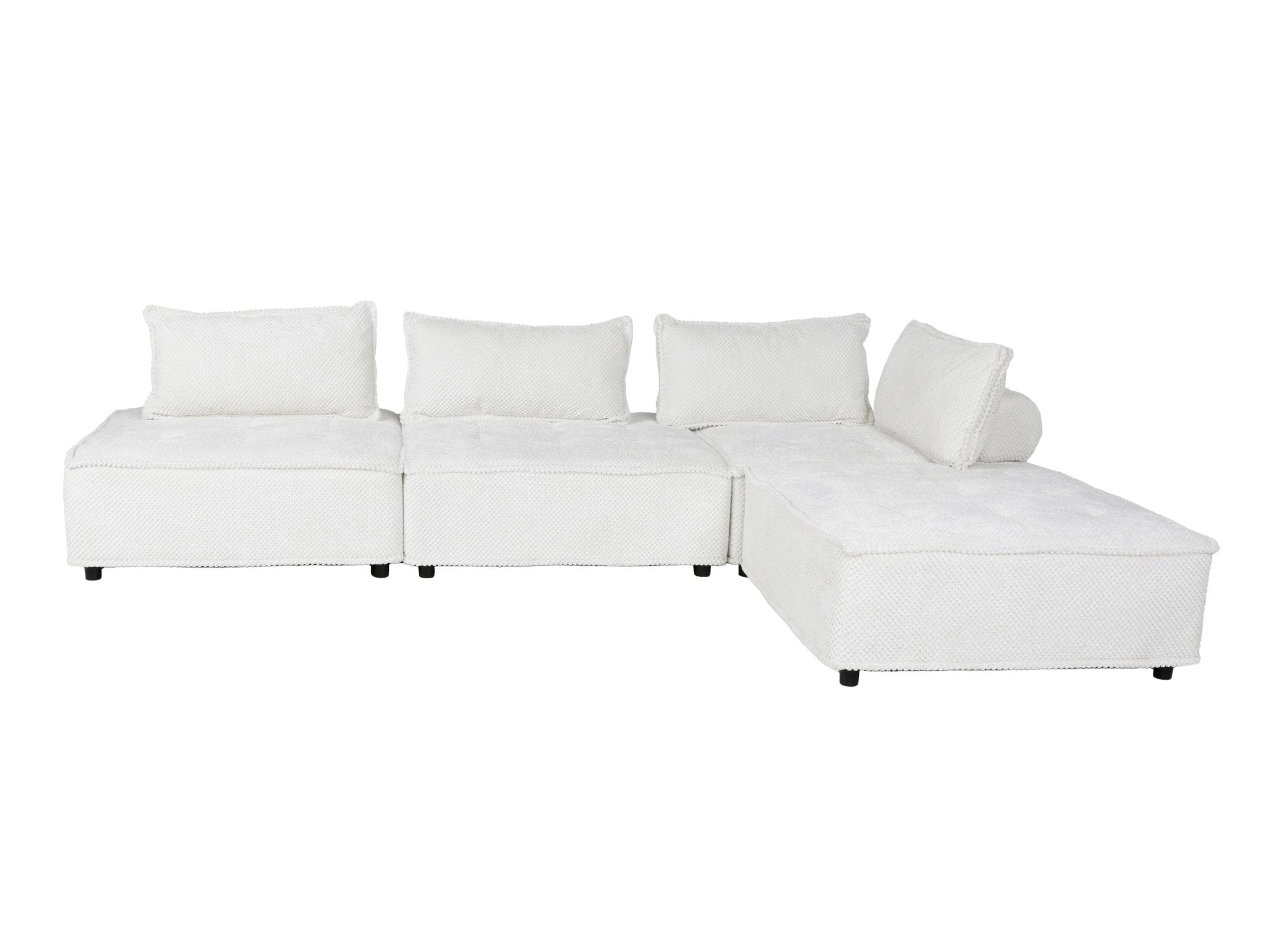 Beige 4-Piece Modular Sectional Sofa with Chaise & Loose Pillows