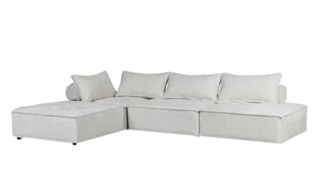 Beige 4-Piece Modular Sectional Sofa with Chaise & Loose Pillows