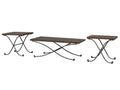 3-Piece Industrial Coffee Table Set with Metal X-Base & Wood Tops