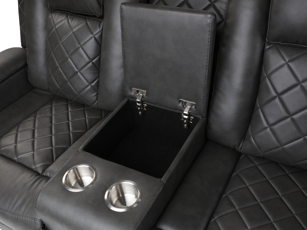 3-Piece Gray Power Reclining Living Room Set w/ Power Headrests, LED, USB & Bluetooth