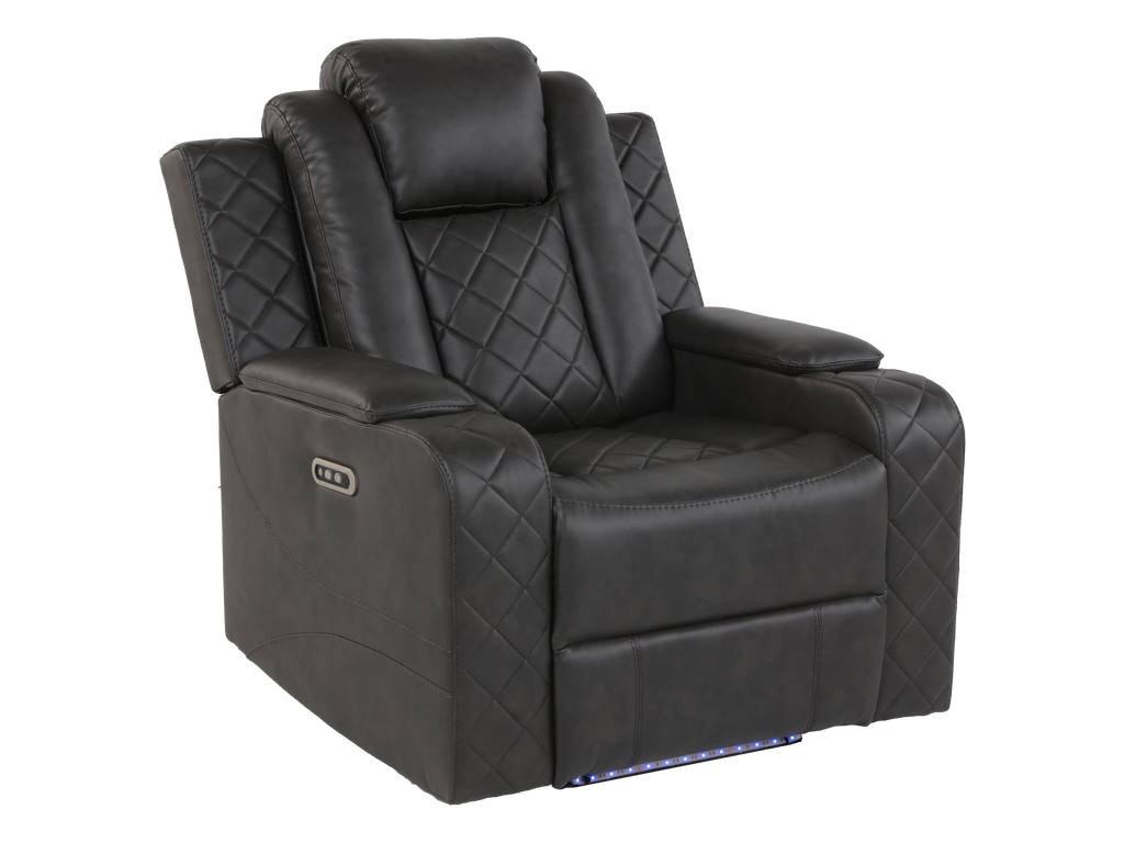 3-Piece Gray Power Reclining Living Room Set w/ Power Headrests, LED, USB & Bluetooth