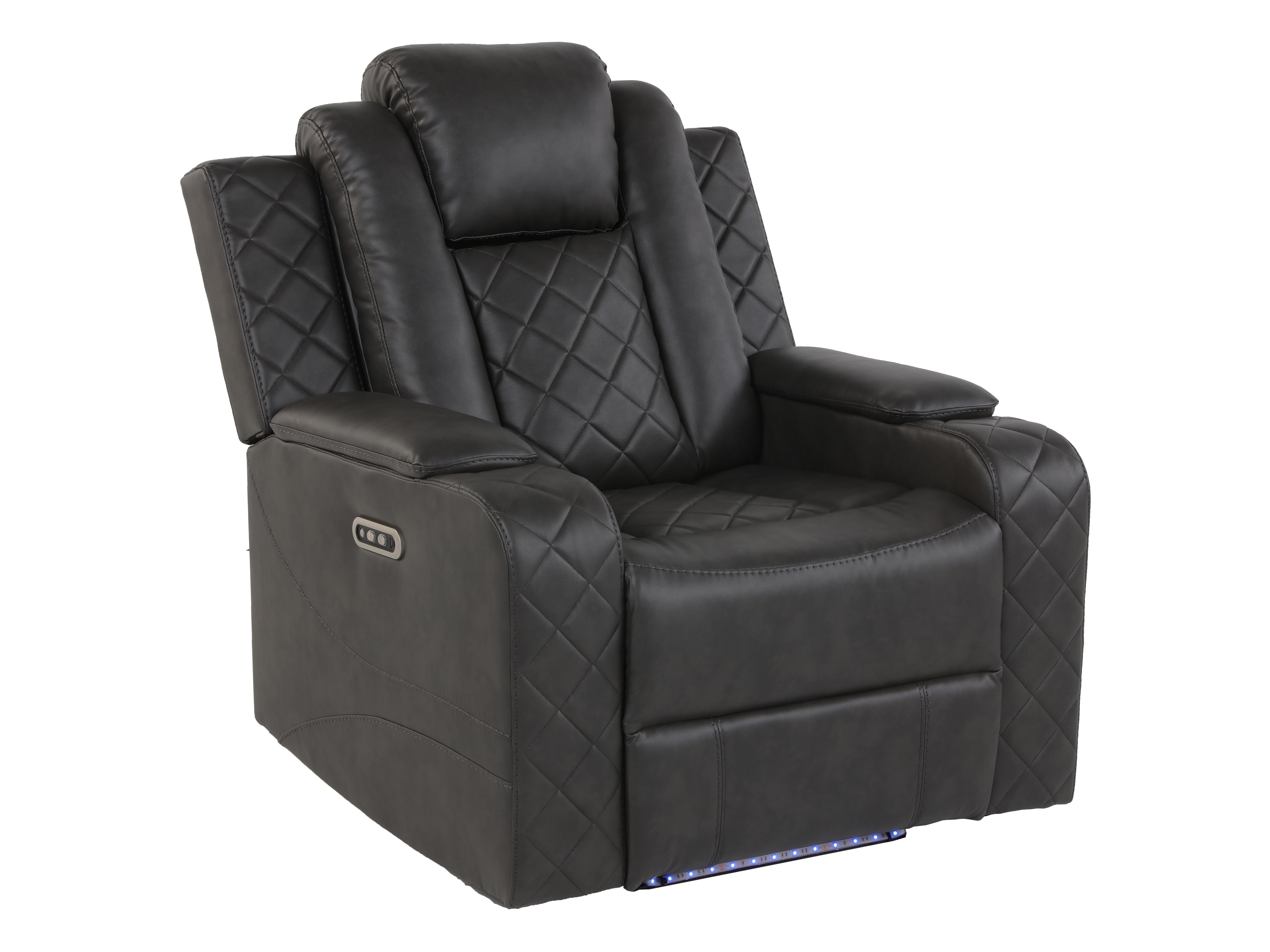 3-Piece Gray Power Reclining Living Room Set w/ Power Headrests, LED, USB & Bluetooth