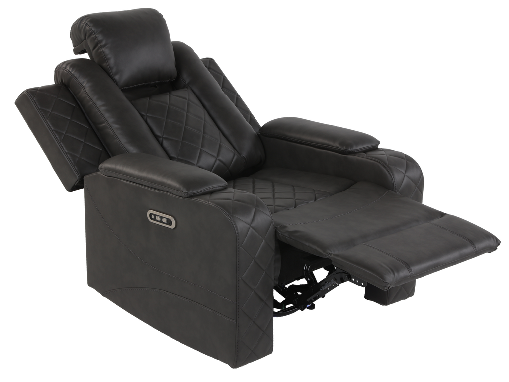 3-Piece Gray Power Reclining Living Room Set w/ Power Headrests, LED, USB & Bluetooth