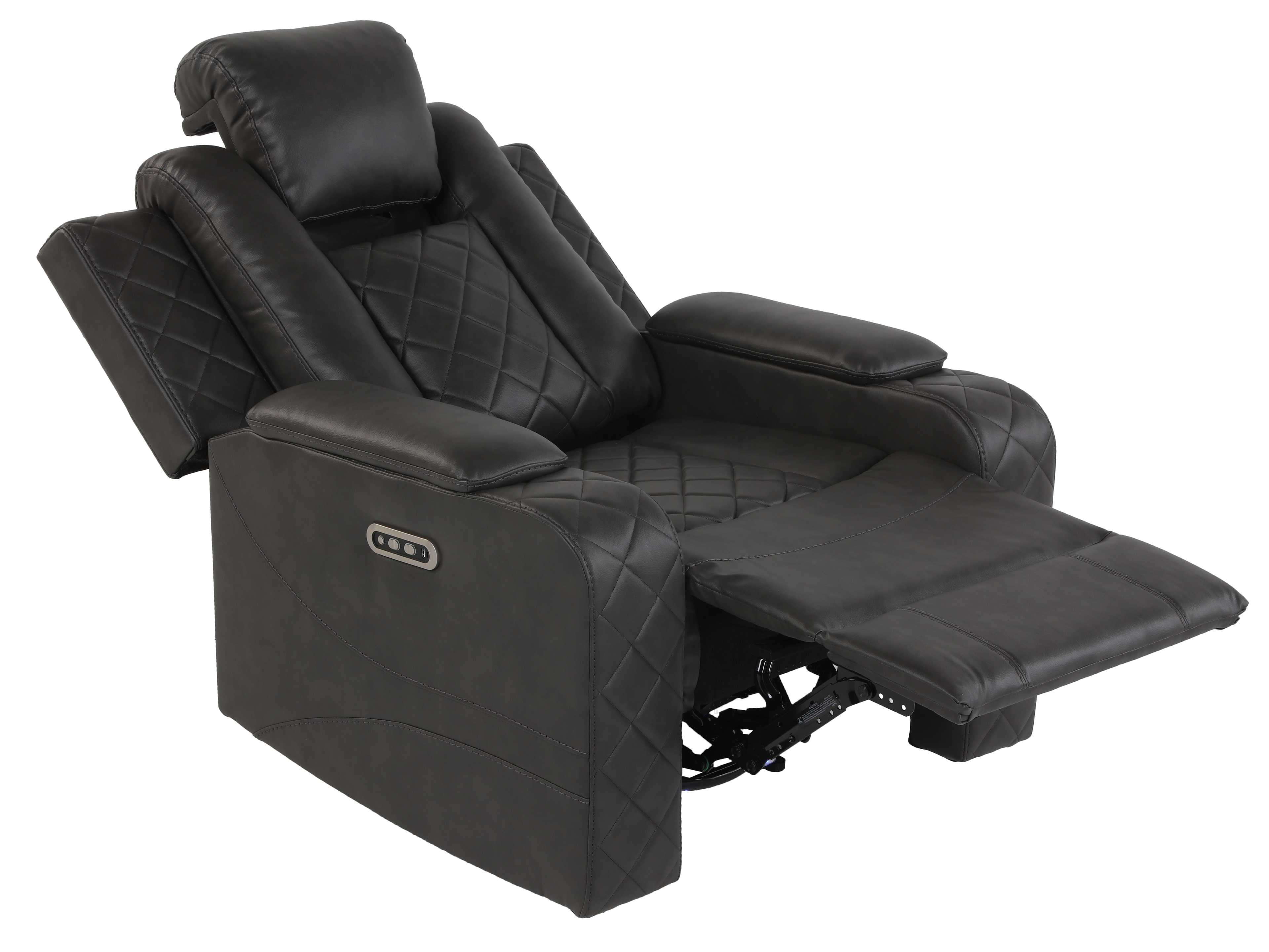 3-Piece Gray Power Reclining Living Room Set w/ Power Headrests, LED, USB & Bluetooth