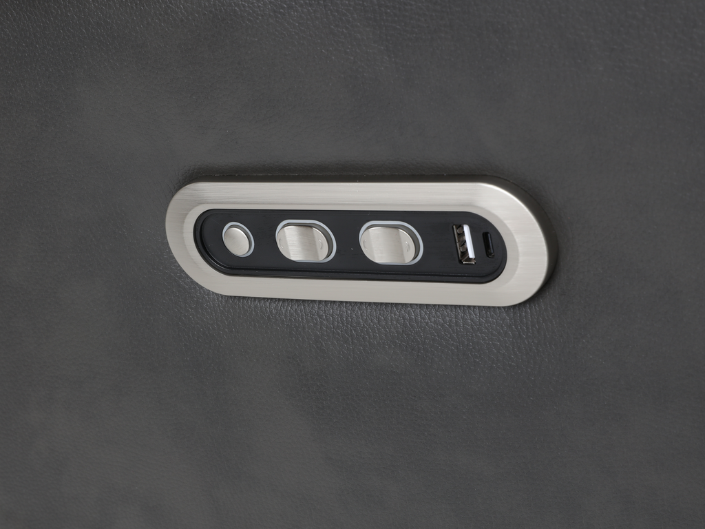 3-Piece Gray Power Reclining Living Room Set w/ Power Headrests, LED, USB & Bluetooth