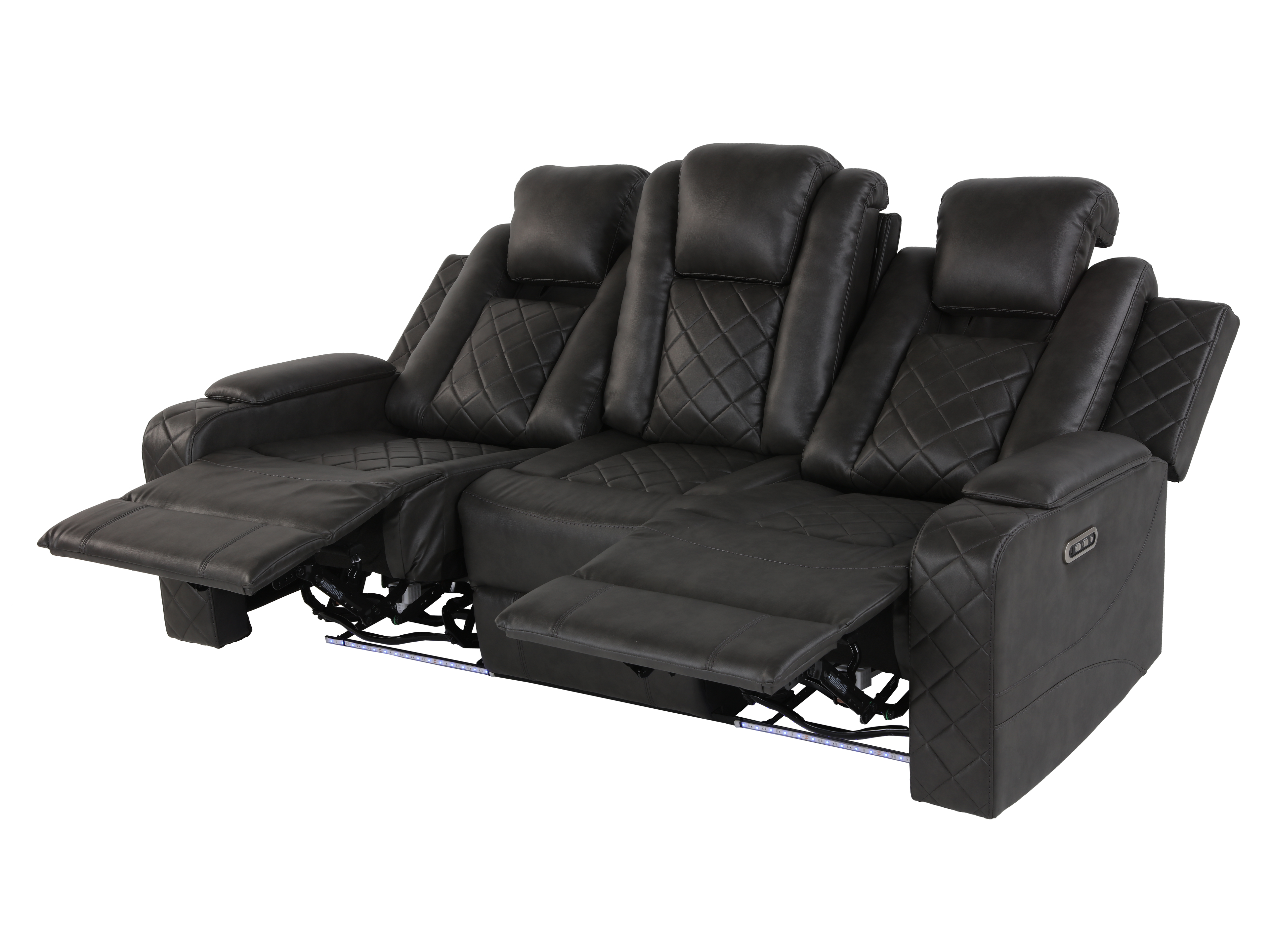 3-Piece Gray Power Reclining Living Room Set w/ Power Headrests, LED, USB & Bluetooth