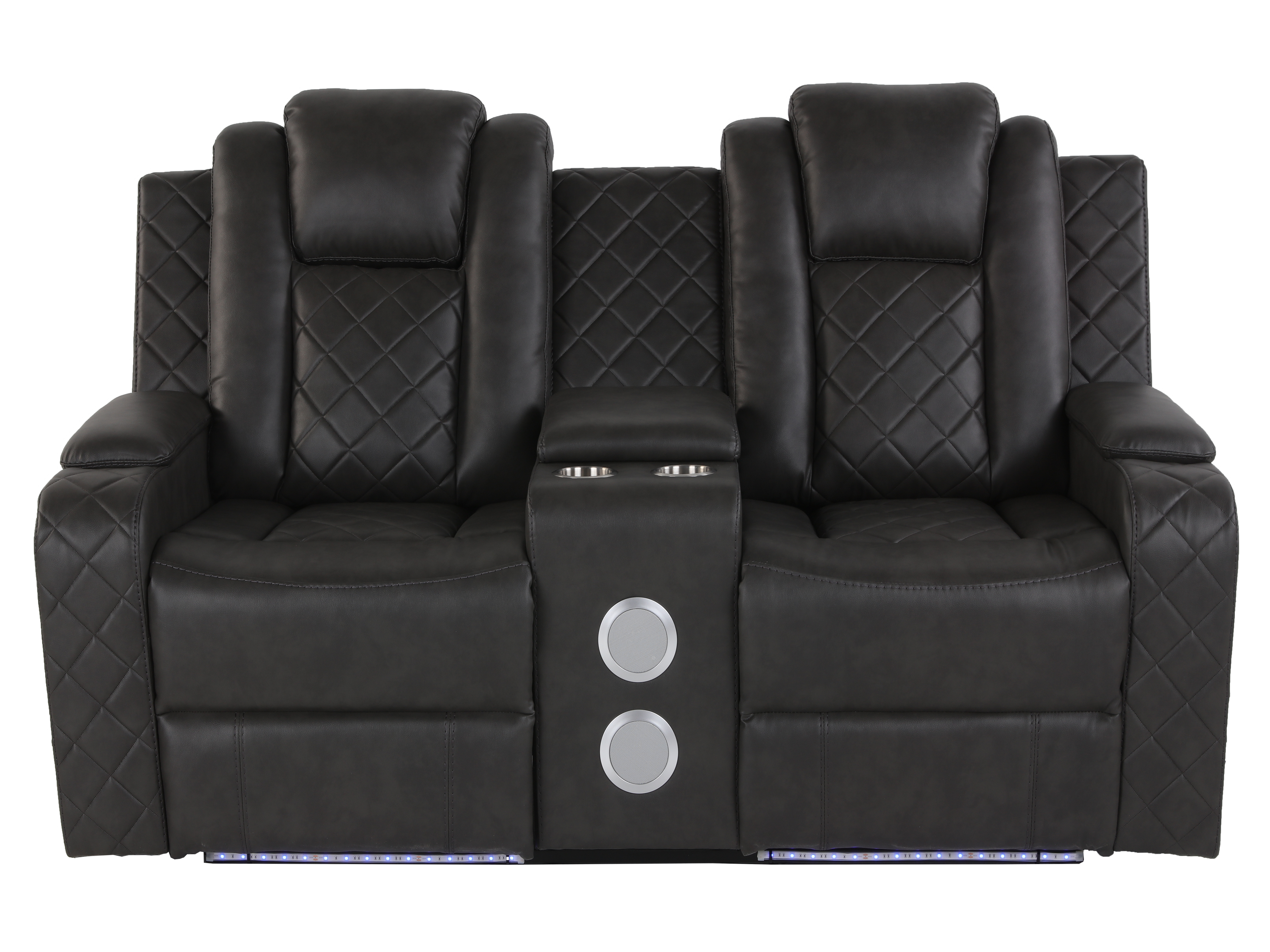 3-Piece Gray Power Reclining Living Room Set w/ Power Headrests, LED, USB & Bluetooth
