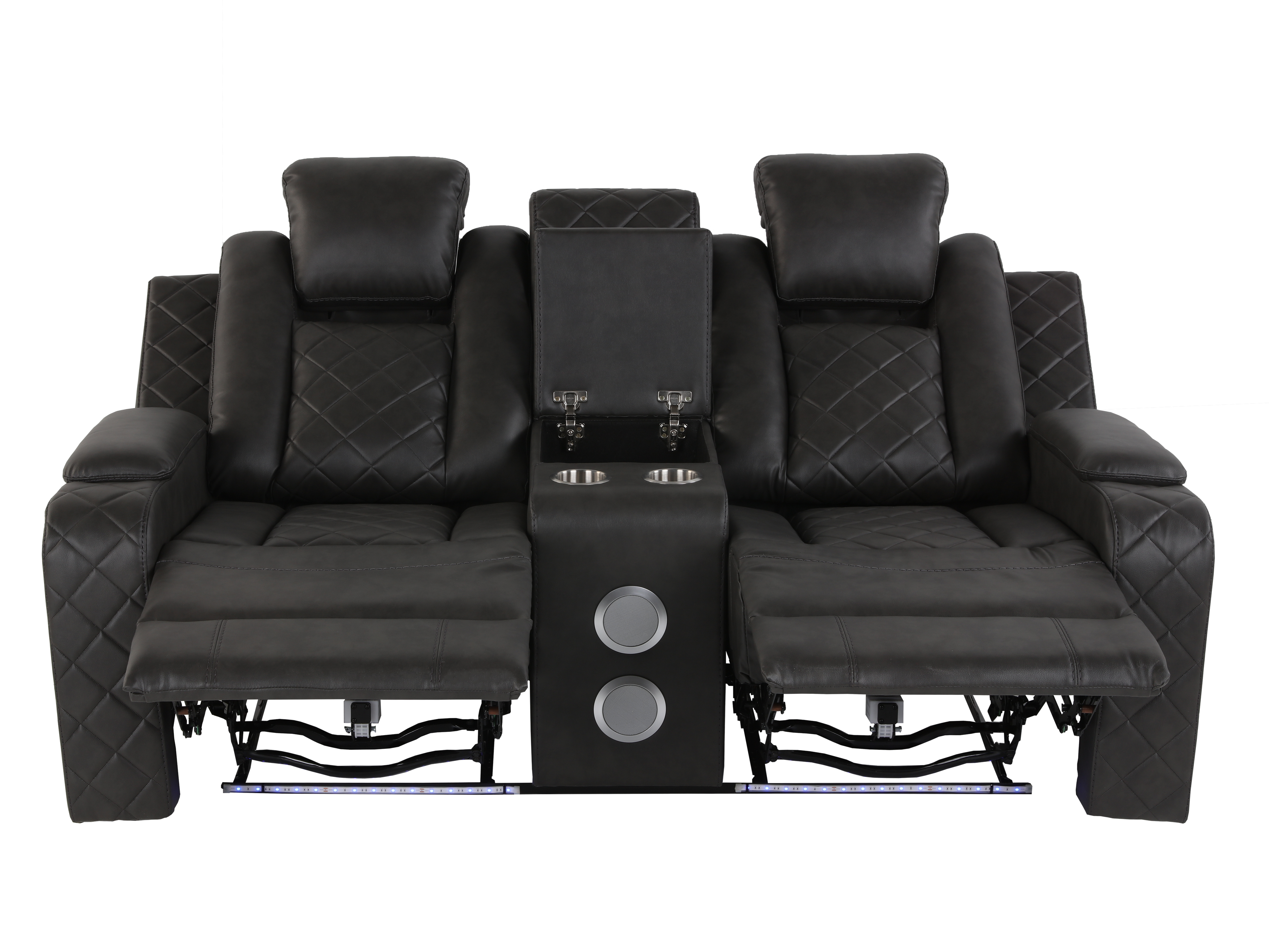 3-Piece Gray Power Reclining Living Room Set w/ Power Headrests, LED, USB & Bluetooth