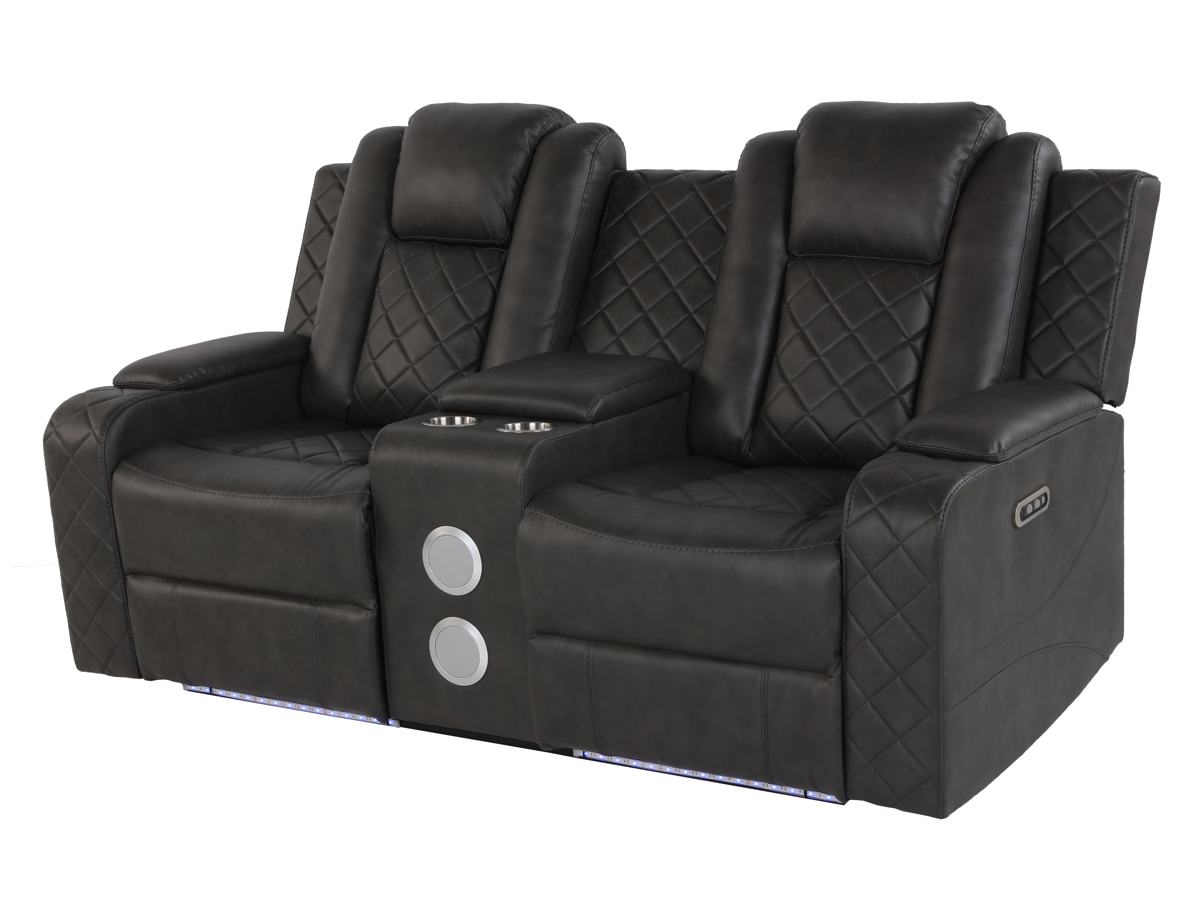 3-Piece Gray Power Reclining Living Room Set w/ Power Headrests, LED, USB & Bluetooth