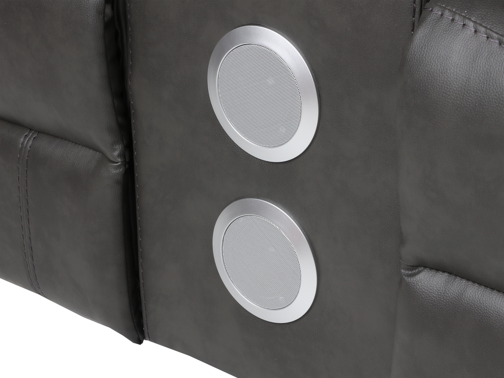 3-Piece Gray Power Reclining Living Room Set w/ Power Headrests, LED, USB & Bluetooth