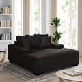 Midnight Black Velvet Chaise Lounge with Dual Cupholders & USB Charging Ports
