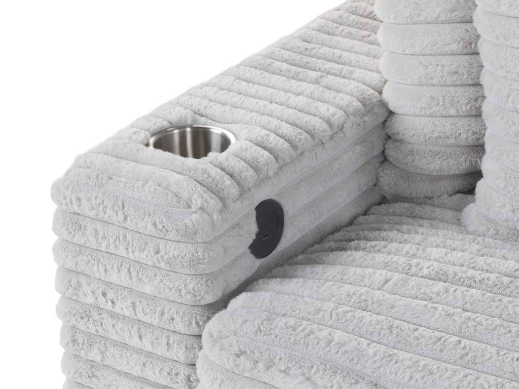 Light Gray Corduroy Sectional Sofa with Chaise & Plush Pillows