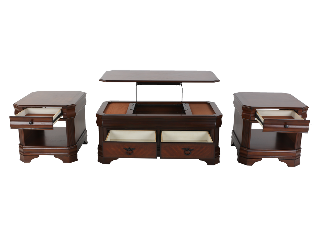 3-Piece Traditional Lift-Top Coffee Table Set in Espresso