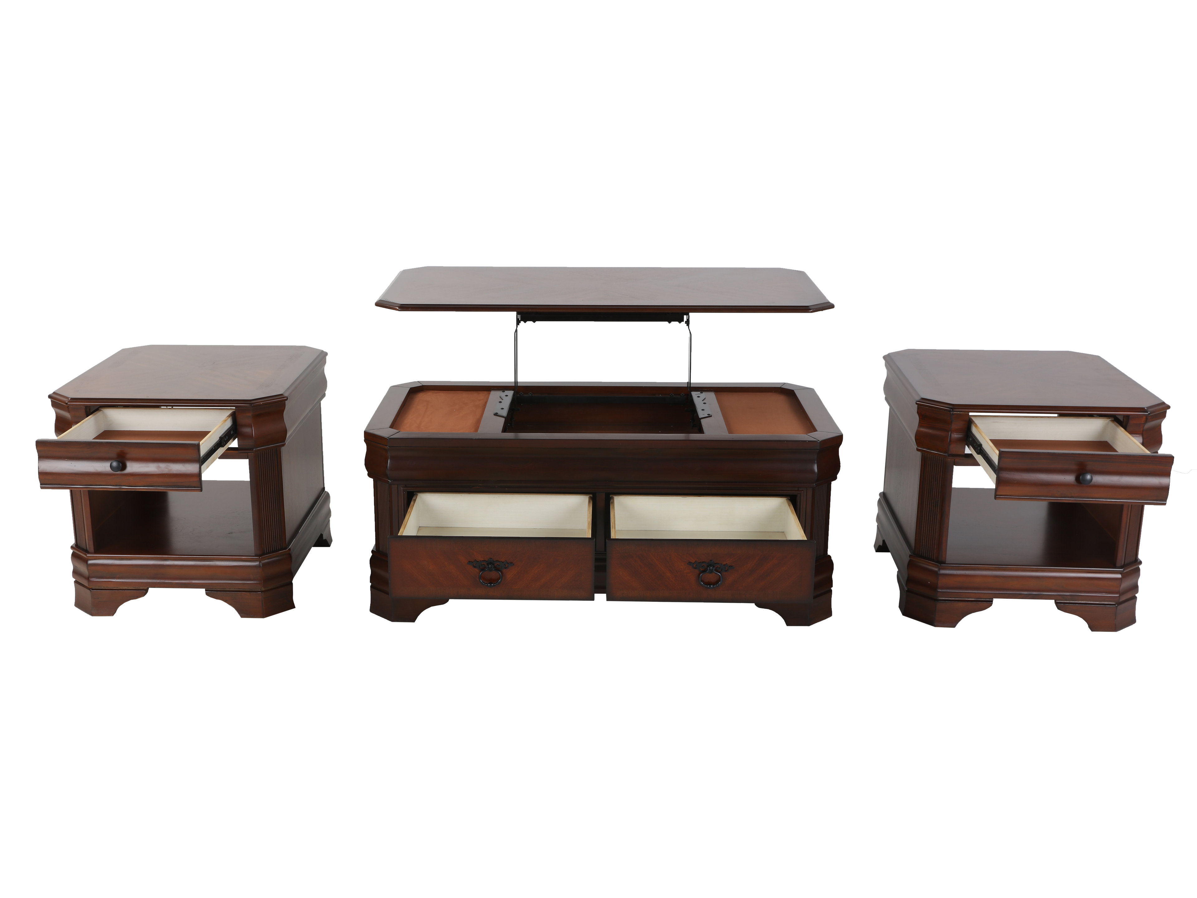 3-Piece Traditional Lift-Top Coffee Table Set in Espresso