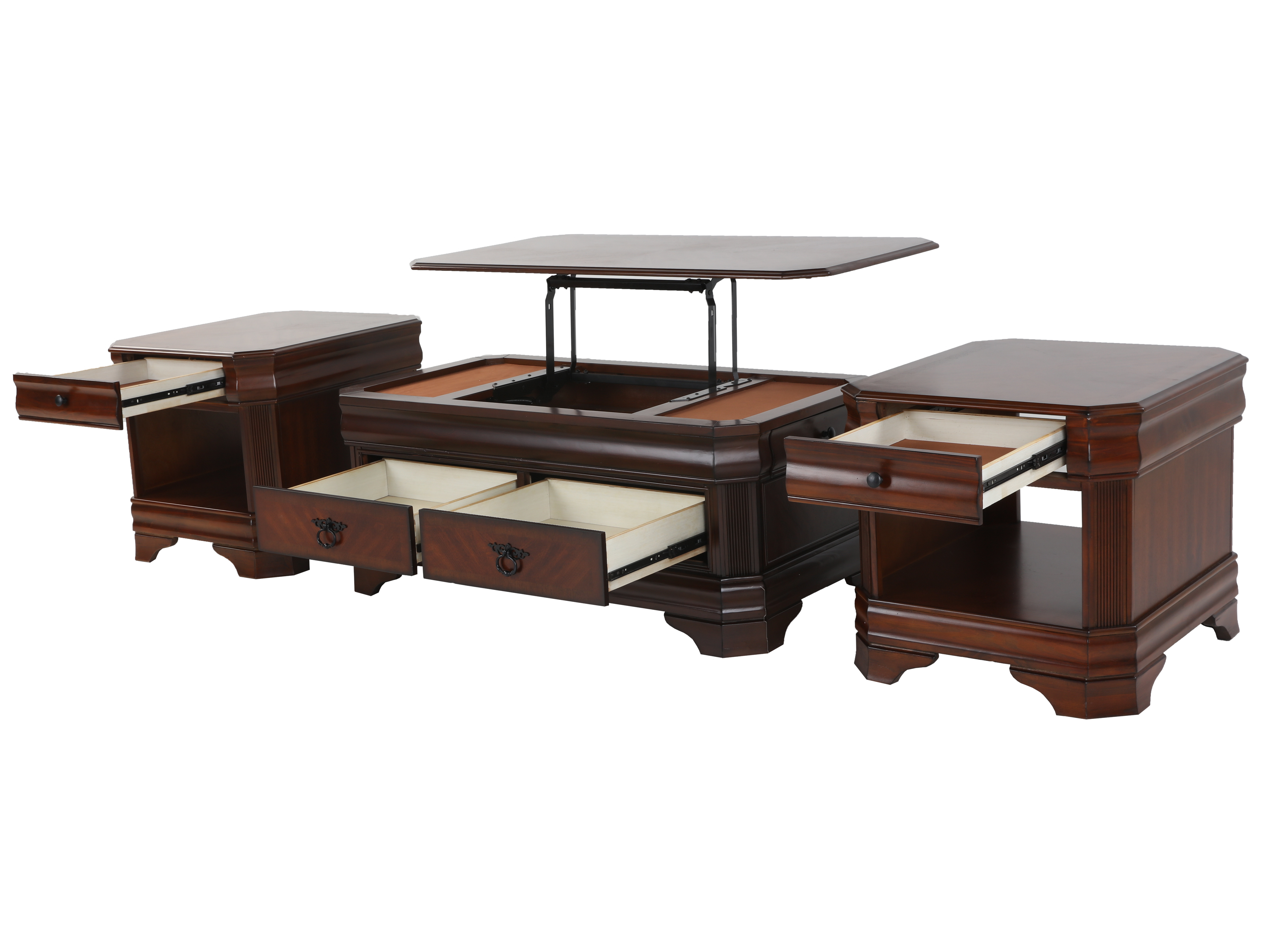 3-Piece Traditional Lift-Top Coffee Table Set in Espresso